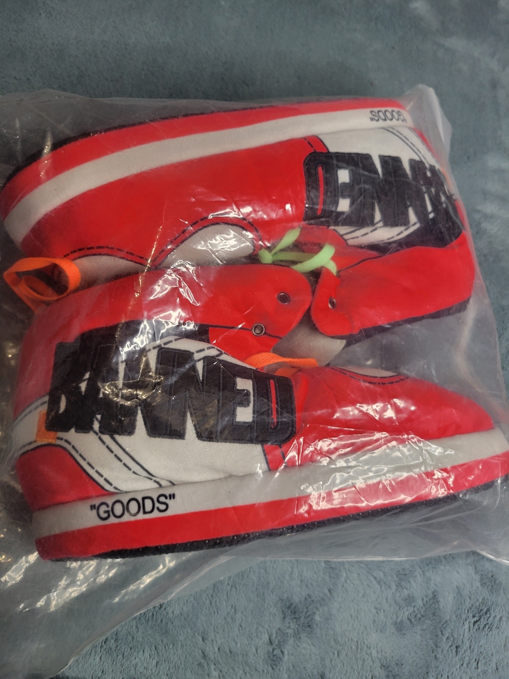 Bsnned Goods Red Graphic Jordan 1 Mid Sneakerwith White Accents Slippers